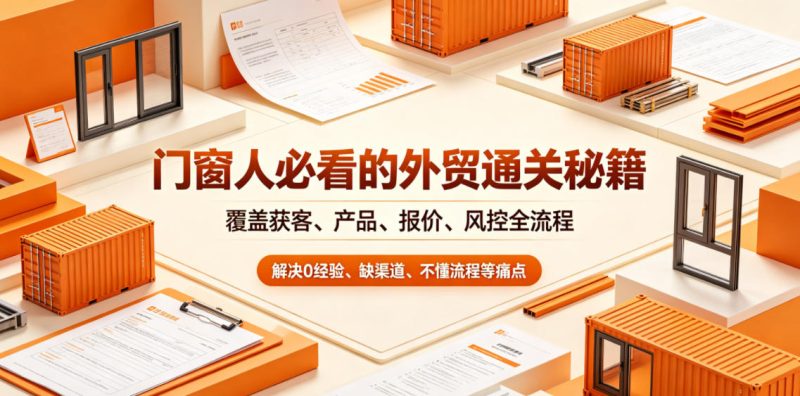 门窗人必看的外贸通关秘籍，块覆盖获客、产品、报价、风控全流程，解决0经验、缺渠道、不懂流程等痛点万象阁-VIP网课-网赚项目-创业项目-精品资源-技能教程万象阁