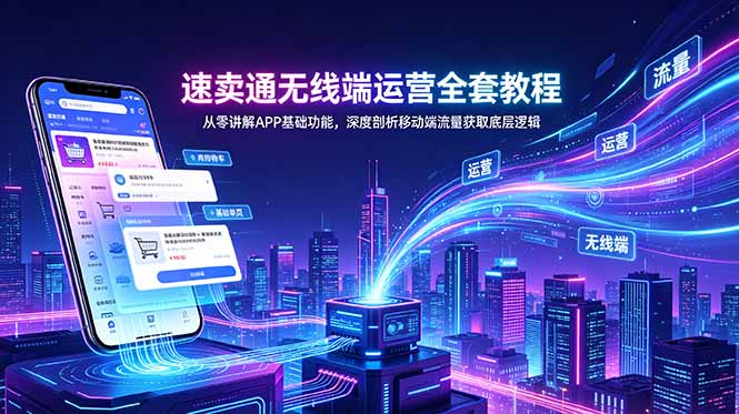 速卖通无线端运营全套教程，从零讲解APP基础功能，深度剖析移动端流量获取底层逻辑万象阁-VIP网课-网赚项目-创业项目-精品资源-技能教程万象阁