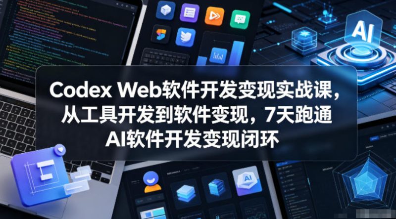 Codex Web软件开发变现实战课，从工具开发到软件变现，7天跑通AI软件开发变现闭环万象阁-VIP网课-网赚项目-创业项目-精品资源-技能教程万象阁