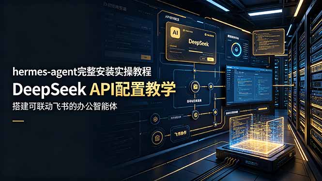 hermes-agent完整安装实操教程，DeepSeek API配置教学，搭建可联动飞书的办公智能体万象阁-VIP网课-网赚项目-创业项目-精品资源-技能教程万象阁