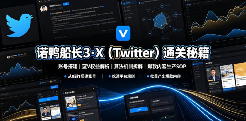 诺鸭船长3·X(Twitter)通关秘籍,涵盖账号搭建、蓝V权益解析、算法机制拆解及爆款内容生产SOP万象阁-VIP网课-网赚项目-创业项目-精品资源-技能教程万象阁