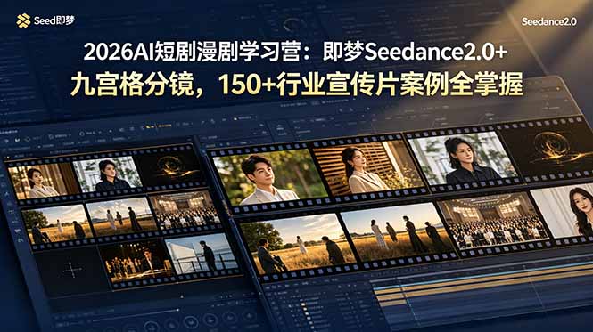 2026AI短剧漫剧学习营：即梦Seedance2.0+九宫格分镜，150+行业宣传片案例全掌握万象阁-VIP网课-网赚项目-创业项目-精品资源-技能教程万象阁