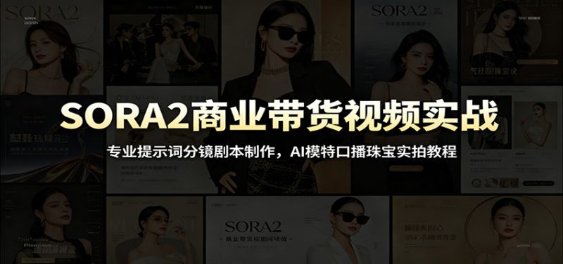 SORA2商业带货视频实战：专业提示词分镜剧本制作，AI模特口播珠宝实拍教程万象阁-VIP网课-网赚项目-创业项目-精品资源-技能教程万象阁