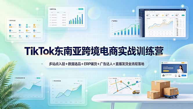 TikTok东南亚跨境电商实战训练营：多站点入驻+数据选品+ERP铺货+广告达人+直播发货全流程落地万象阁-VIP网课-网赚项目-创业项目-精品资源-技能教程万象阁