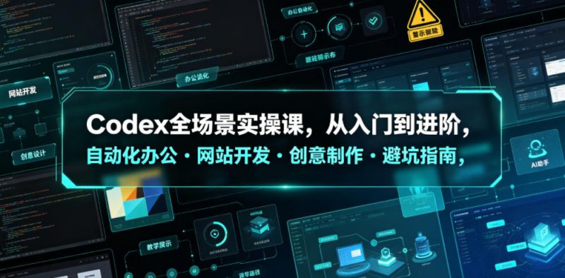 Codex全场景实操课,从入门到进阶,自动化办公・网站开发・创意制作・避坑指南,全流程教学万象阁-VIP网课-网赚项目-创业项目-精品资源-技能教程万象阁