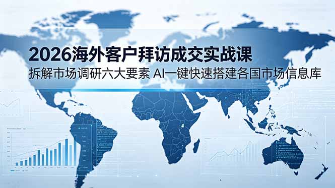 2026海外客户拜访成交实战课：拆解市场调研六大要素，AI一键快速搭建各国市场信息库万象阁-VIP网课-网赚项目-创业项目-精品资源-技能教程万象阁