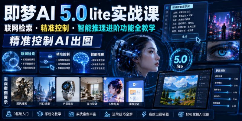 即梦AI 5.0 lite实战课,联网检索・精准控制・智能推理进阶功能全教学,精准控制AI出图万象阁-VIP网课-网赚项目-创业项目-精品资源-技能教程万象阁
