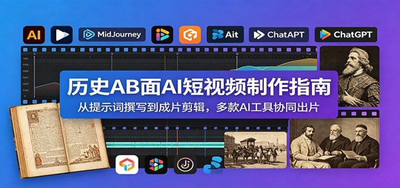 历史AB面AI短视频制作指南:从提示词撰写到成片剪辑,多款AI工具协同出片万象阁-VIP网课-网赚项目-创业项目-精品资源-技能教程万象阁