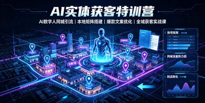 AI实体获客特训营｜AI数字人同城引流、本地矩阵搭建、爆款文案优化全域获客实战课万象阁-VIP网课-网赚项目-创业项目-精品资源-技能教程万象阁