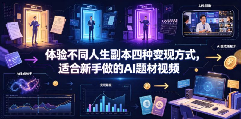 体验不同人生副本四种变现方式，适合新手做的AI题材视频万象阁-VIP网课-网赚项目-创业项目-精品资源-技能教程万象阁