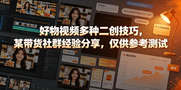 好物视频多种二创技巧,某带货社群经验分享,仅供参考测试万象阁-VIP网课-网赚项目-创业项目-精品资源-技能教程万象阁
