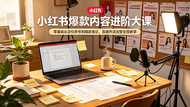 小红书爆款内容进阶大课,零基础从定位养号到爆款笔记,直播开店完整变现教学万象阁-VIP网课-网赚项目-创业项目-精品资源-技能教程万象阁