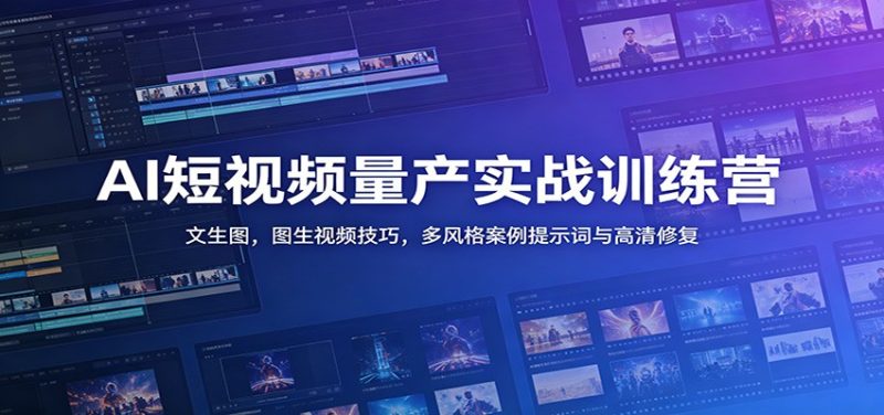 AI短视频量产实战训练营:文生图,图生视频技巧,多风格案例提示词与高清修复万象阁-VIP网课-网赚项目-创业项目-精品资源-技能教程万象阁
