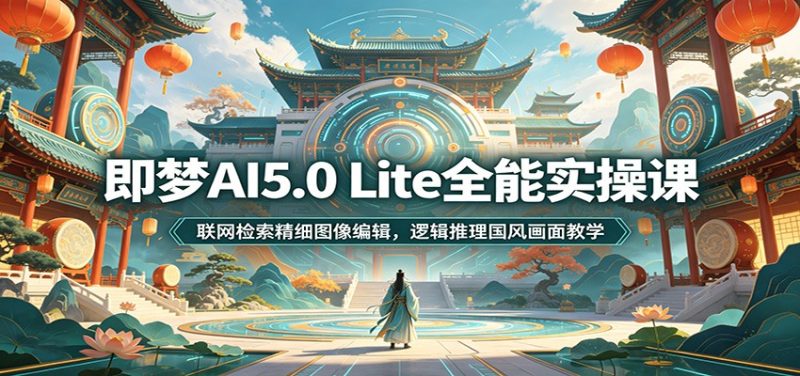 即梦AI5.0 Lite全能实操课:联网检索精细图像编辑,逻辑推理国风画面教学万象阁-VIP网课-网赚项目-创业项目-精品资源-技能教程万象阁