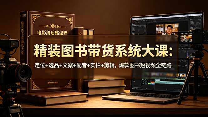 精装图书带货系统大课：定位+选品+文案+配音+实拍+剪辑，爆款图书短视频全链路万象阁-VIP网课-网赚项目-创业项目-精品资源-技能教程万象阁
