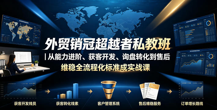 外贸销冠超越者私教班｜从能力进阶、获客开发、询盘转化到售后维稳全流程标准化成交实战课万象阁-VIP网课-网赚项目-创业项目-精品资源-技能教程万象阁
