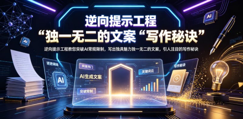 逆向提示工程教您突破AI常规限制,写出独具魅力独一无二的文案,引人注目的写作秘诀【原创双语字幕】万象阁-VIP网课-网赚项目-创业项目-精品资源-技能教程万象阁