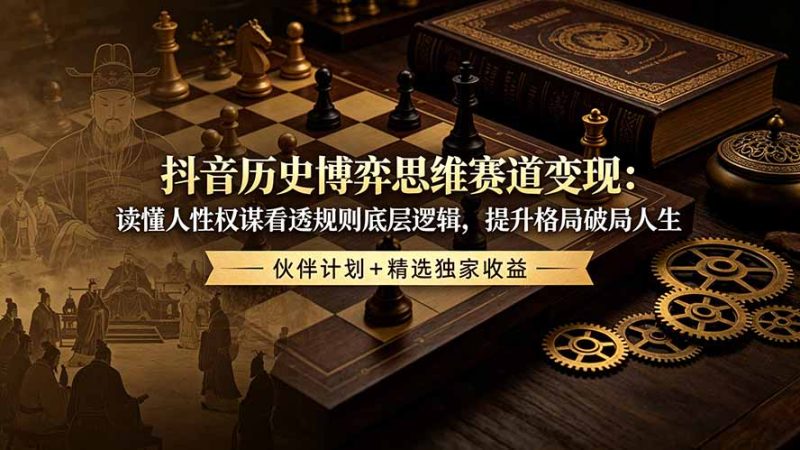 抖音历史博弈思维赛道变现:读懂人性权谋看透规则底层逻辑,提升格局破局人生,伙伴计划+精选独家收益万象阁-VIP网课-网赚项目-创业项目-精品资源-技能教程万象阁