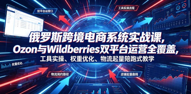 俄罗斯跨境电商系统实战课，Ozon与Wildberries双平台运营全覆盖，工具实操、权重优化、物流履约、店铺起量陪跑式教学万象阁-VIP网课-网赚项目-创业项目-精品资源-技能教程万象阁
