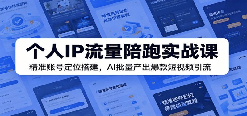 个人IP流量陪跑实战课:精准账号定位搭建,AI批量产出爆款短视频引流万象阁-VIP网课-网赚项目-创业项目-精品资源-技能教程万象阁