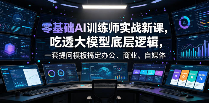 零基础AI训练师实战课，吃透大模型底层逻辑，一套提问模板搞定办公、商业、自媒体、设计、生活全场景AI落地应用万象阁-VIP网课-网赚项目-创业项目-精品资源-技能教程万象阁