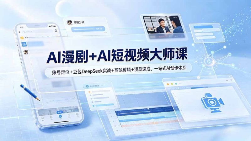 AI漫剧+AI短视频大师课:账号定位+豆包DeepSeek实战+剪映剪辑+漫剧速成,一站式AI创作体系万象阁-VIP网课-网赚项目-创业项目-精品资源-技能教程万象阁