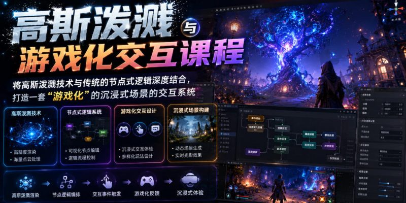 高斯泼溅与游戏化交互课程,将高斯泼溅技术与传统的节点式逻辑深度结合,打造一套“游戏化”的沉浸式场景的交互系统万象阁-VIP网课-网赚项目-创业项目-精品资源-技能教程万象阁