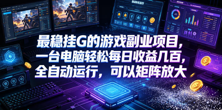 最稳挂G的游戏副业项目,一台电脑轻松每日收益几百,全自动运行,可以矩阵放大【揭秘】万象阁-VIP网课-网赚项目-创业项目-精品资源-技能教程万象阁