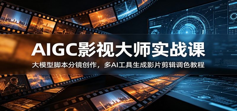 AIGC影视大师实战课:大模型脚本分镜创作,多AI工具生成影片剪辑调色教程万象阁-VIP网课-网赚项目-创业项目-精品资源-技能教程万象阁