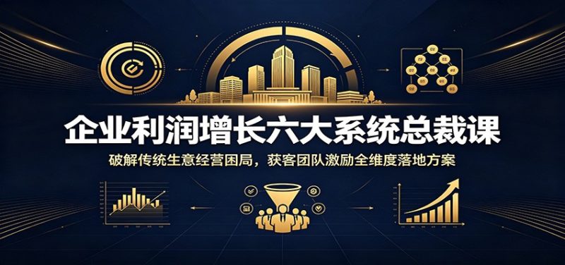 企业利润增长六大系统总裁课:破解传统生意经营困局,获客团队激励全维度落地方案万象阁-VIP网课-网赚项目-创业项目-精品资源-技能教程万象阁