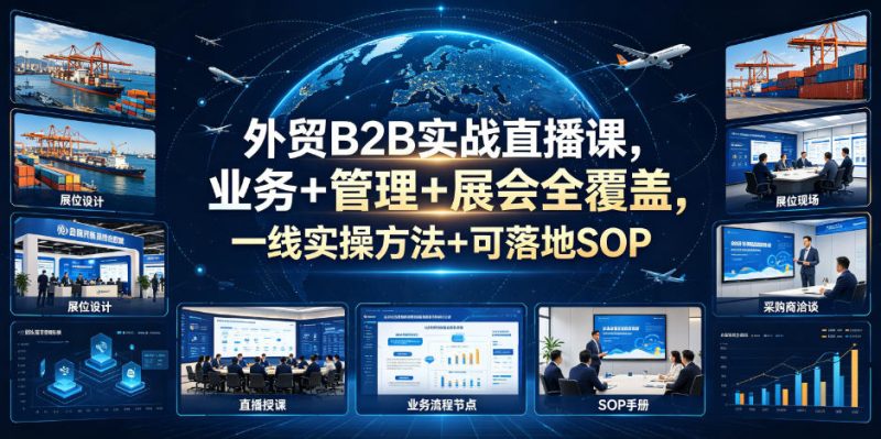 外贸B2B实战直播课,业务+管理+展会全覆盖,一线实操方法+可落地SOP万象阁-VIP网课-网赚项目-创业项目-精品资源-技能教程万象阁