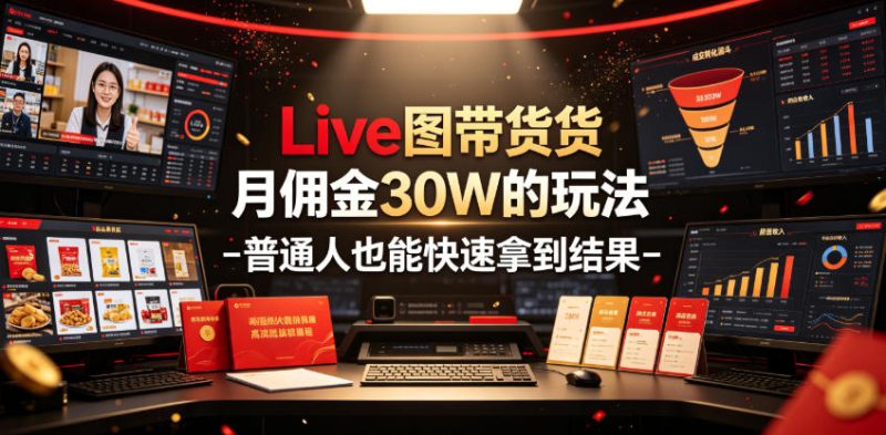 Live图带货月佣金30W的玩法-普通人也能快速拿到结果万象阁-VIP网课-网赚项目-创业项目-精品资源-技能教程万象阁