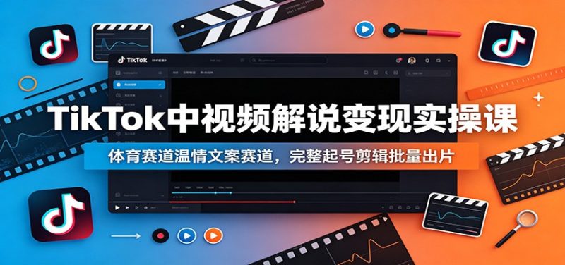 TikTok中视频解说变现实操课:体育赛道温情文案赛道,完整起号剪辑批量出片万象阁-VIP网课-网赚项目-创业项目-精品资源-技能教程万象阁