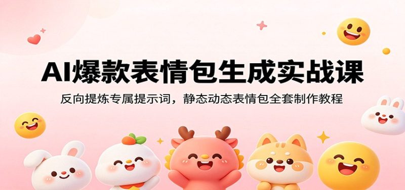 AI爆款表情包生成实战课:反向提炼专属提示词,静态动态表情包全套制作教程万象阁-VIP网课-网赚项目-创业项目-精品资源-技能教程万象阁