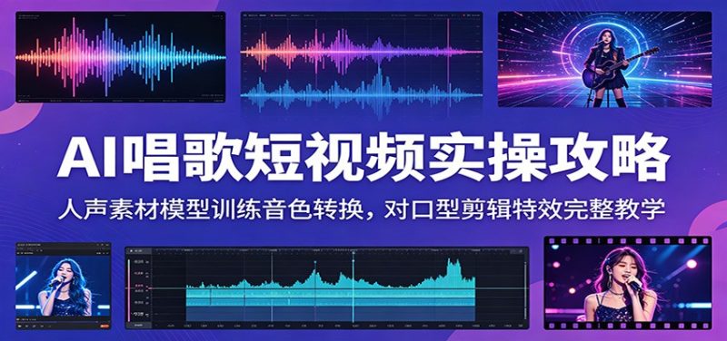 AI唱歌短视频实操攻略:人声素材模型训练音色转换,对口型剪辑特效完整教学万象阁-VIP网课-网赚项目-创业项目-精品资源-技能教程万象阁
