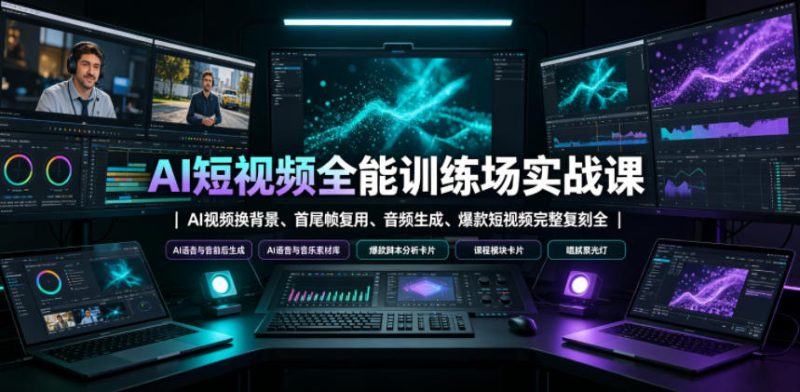 AI短视频全能训练场实战课|AI视频换背景、首尾帧复用、音频生成、爆款短视频完整复刻全套实操教学万象阁-VIP网课-网赚项目-创业项目-精品资源-技能教程万象阁