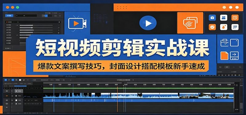 短视频剪辑实战课:爆款文案撰写技巧,封面设计搭配模板新手速成万象阁-VIP网课-网赚项目-创业项目-精品资源-技能教程万象阁