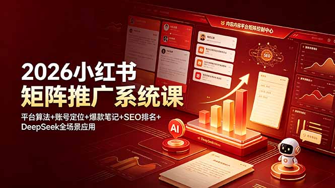 2026小红书矩阵推广系统课:平台算法+账号定位+爆款笔记+SEO排名+DeepSeek全场景应用万象阁-VIP网课-网赚项目-创业项目-精品资源-技能教程万象阁