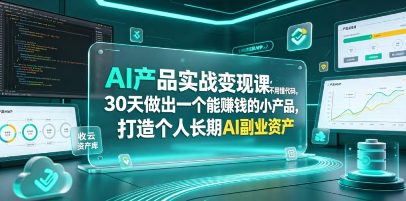 AI产品实战变现课,不用懂代码,30天做出一个能賺钱的小产品,打造个人长期AI副业资产万象阁-VIP网课-网赚项目-创业项目-精品资源-技能教程万象阁