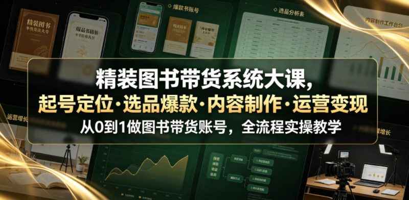 精装图书带货系统大课,起号定位・选品爆款・内容制作・运营变现,从0到1做图书带货账号,全流程实操教学万象阁-VIP网课-网赚项目-创业项目-精品资源-技能教程万象阁