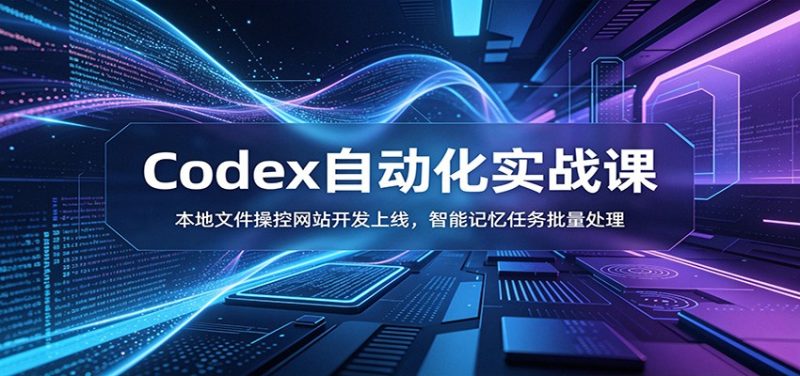 Codex自动化实战课:本地文件操控网站开发上线,智能记忆任务批量处理万象阁-VIP网课-网赚项目-创业项目-精品资源-技能教程万象阁