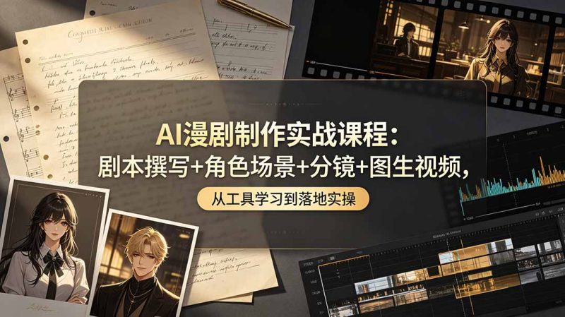 AI漫剧制作实战课程：剧本撰写+角色场景+分镜+图生视频，从工具学习到落地实操万象阁-VIP网课-网赚项目-创业项目-精品资源-技能教程万象阁