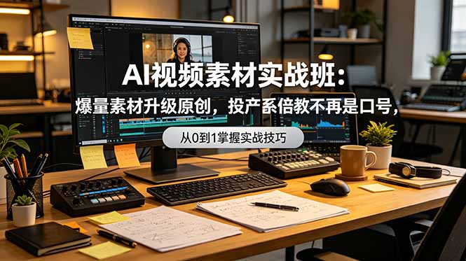 AI视频素材实战班:爆量素材升级原创,投产翻倍不再是口号,0-1系统教学实战落地万象阁-VIP网课-网赚项目-创业项目-精品资源-技能教程万象阁