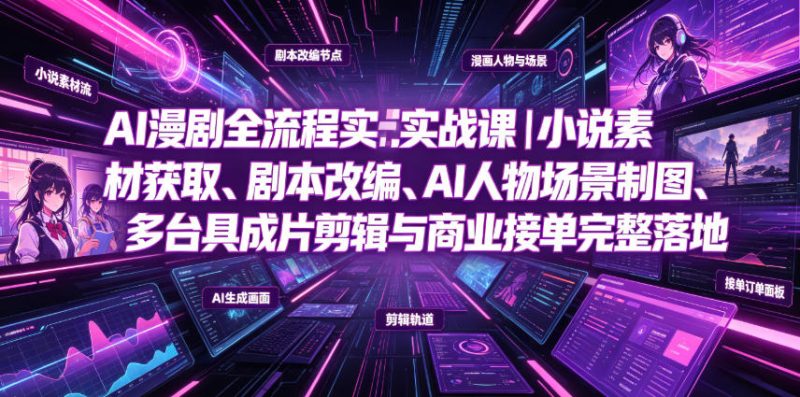 AI漫剧全流程实战课|小说素材获取、剧本改编、AI人物场景制图、多工具成片剪辑、平台付费变现与商业接单完整落地万象阁-VIP网课-网赚项目-创业项目-精品资源-技能教程万象阁
