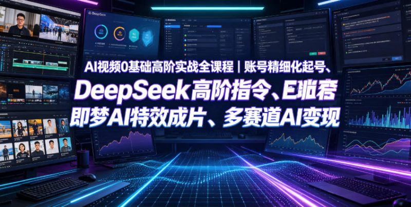 AI视频0基础高阶实战全课程|账号精细化起号、DeepSeek高阶指令、即梦AI特效成片、多赛道AI短视频量产变现万象阁-VIP网课-网赚项目-创业项目-精品资源-技能教程万象阁