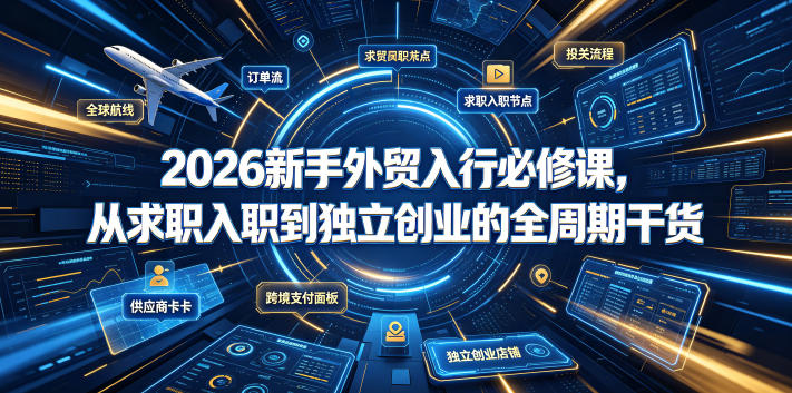2026新手外贸入行必修课，从求职入职到独立创业的全周期干货万象阁-VIP网课-网赚项目-创业项目-精品资源-技能教程万象阁