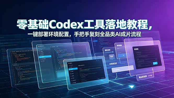 零基础Codex工具落地教程，一键部署环境配置，手把手复刻全品类AI成片流程万象阁-VIP网课-网赚项目-创业项目-精品资源-技能教程万象阁