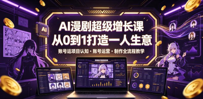 AI漫剧超级增长课,从0到1打造一人生意,项目认知・账号运营・制作全流程教学万象阁-VIP网课-网赚项目-创业项目-精品资源-技能教程万象阁