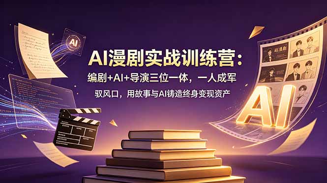 AI漫剧实战训练营:编剧+AI+导演三位一体,一人成军 驭风口,用故事与AI铸造终身变现资产万象阁-VIP网课-网赚项目-创业项目-精品资源-技能教程万象阁