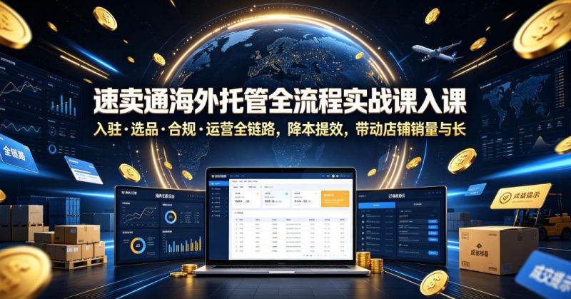 速卖通海外托管全流程实战课入驻・选品・合规・运营全链路,降本提效,带动店铺销量与收益增长万象阁-VIP网课-网赚项目-创业项目-精品资源-技能教程万象阁